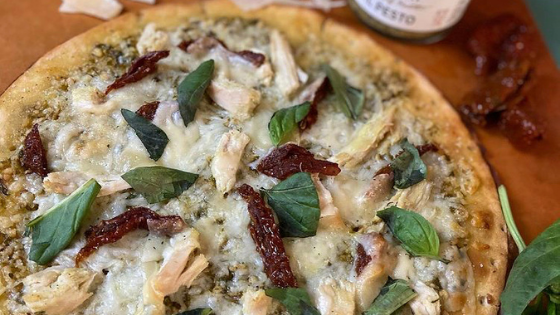 Easy Chicken Pesto Pizza